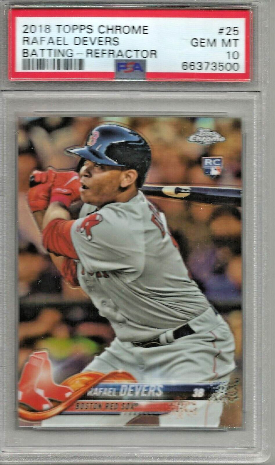 Rafael Devers 2018 Topps Chrome Batting Refractor Rookie PSA 10