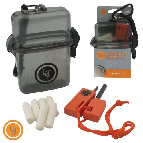 UST Watertight Fire Kit 1.0 - Gray SURVIVAL CAMP HUNT FISH HIKE FIRESTARTER