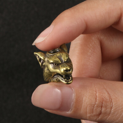 Brass Wolf Head Shape Paracord Bead Lanyard Bead Knife Beads Bracelet Bead USA