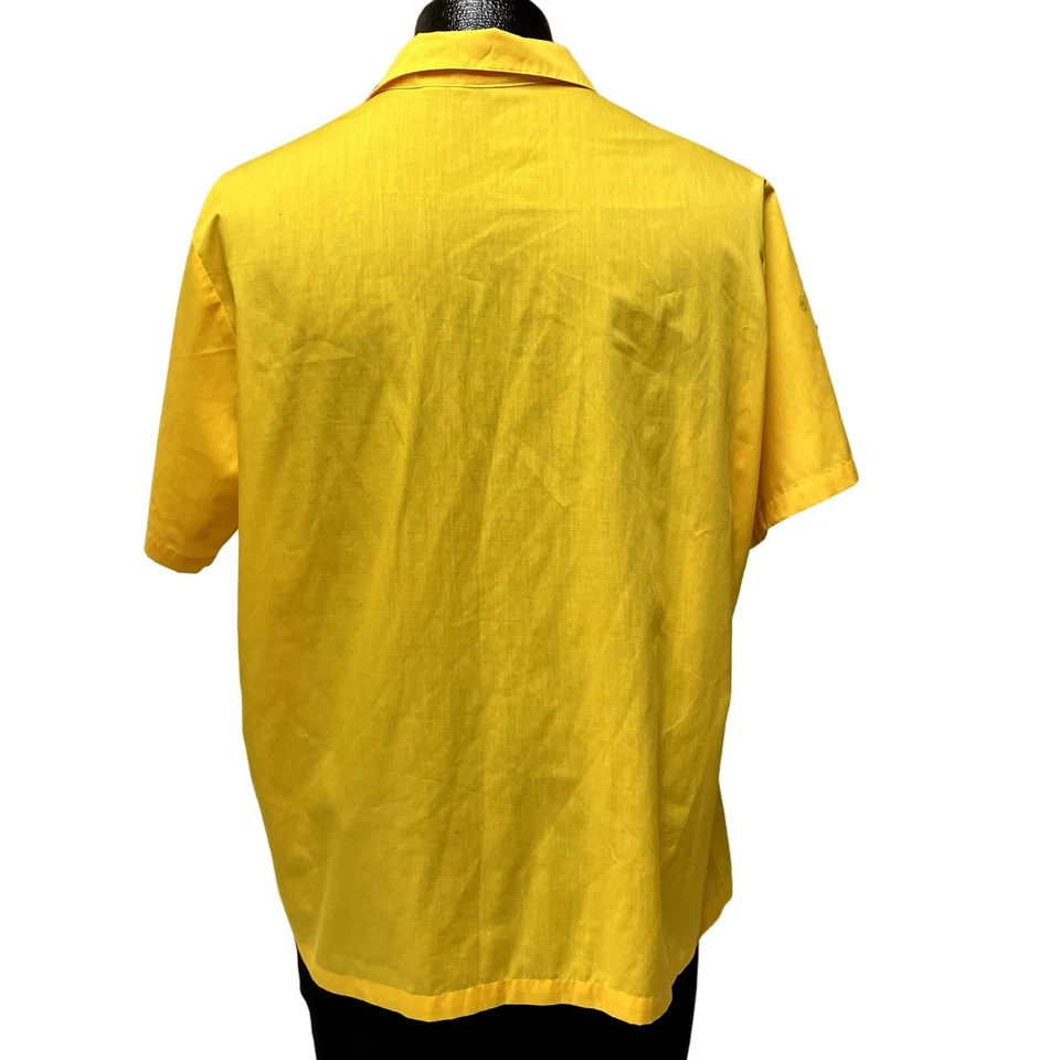 Vtg 80's Endless Summer Yellow RAINBOW Stripe Hawaiian SURFER Beach Camp Shirt L - Image 3 of 4