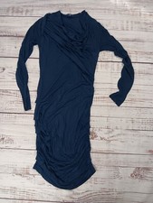 Gap Bodycon Dress Women’s Small Navy Blue GatheredThin Jersey  Draped Zip