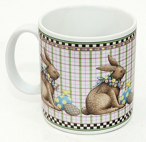 Debbie Mumm Bunny Mug Pink Vintage Sakura Rabbits Easter Spring Ceramic - Picture 2 of 6