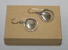 Silpada Sterling Silver Matte Hammered Cut Out Disc Dangle Earrings W1426