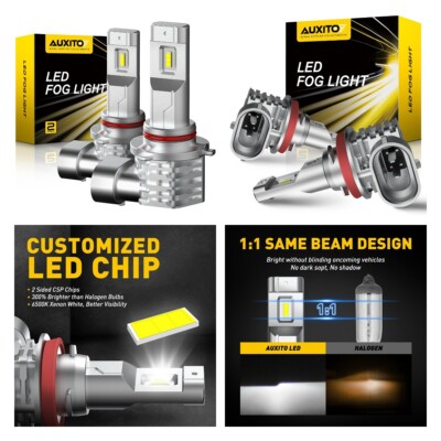 AUXITO 4PCS 9005+H11 LED Headlight Bulbs Kit 360000LM High Low Beam White 6500K