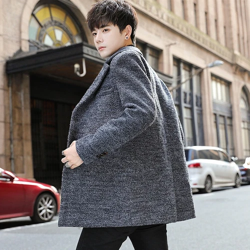 Gabardina de hombre chaquetón cuello con muescas chaqueta de un solo pecho abrigo ropa exterior - Imagen 4 de 17