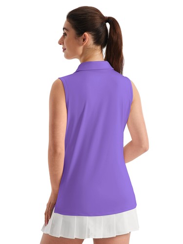 UPF 50+ Camicia donna golf sole scollo a V polo smanicata canotta allenamento asciugatura rapida top - Foto 65 di 72