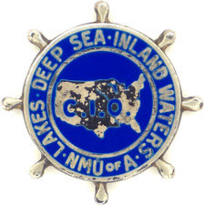 C1950 Sterling NMU National Maritime Union CIO Screwback Pin SIU Seafarers Int'l