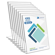 8Pack Slanted Back Acrylic Sign Holder 4 x 6Inches  Clear Plastic Sign Holder ...