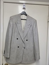 Pierre Cardin Vintage 70's Dove Gray Double Breasted Blazer Size Large