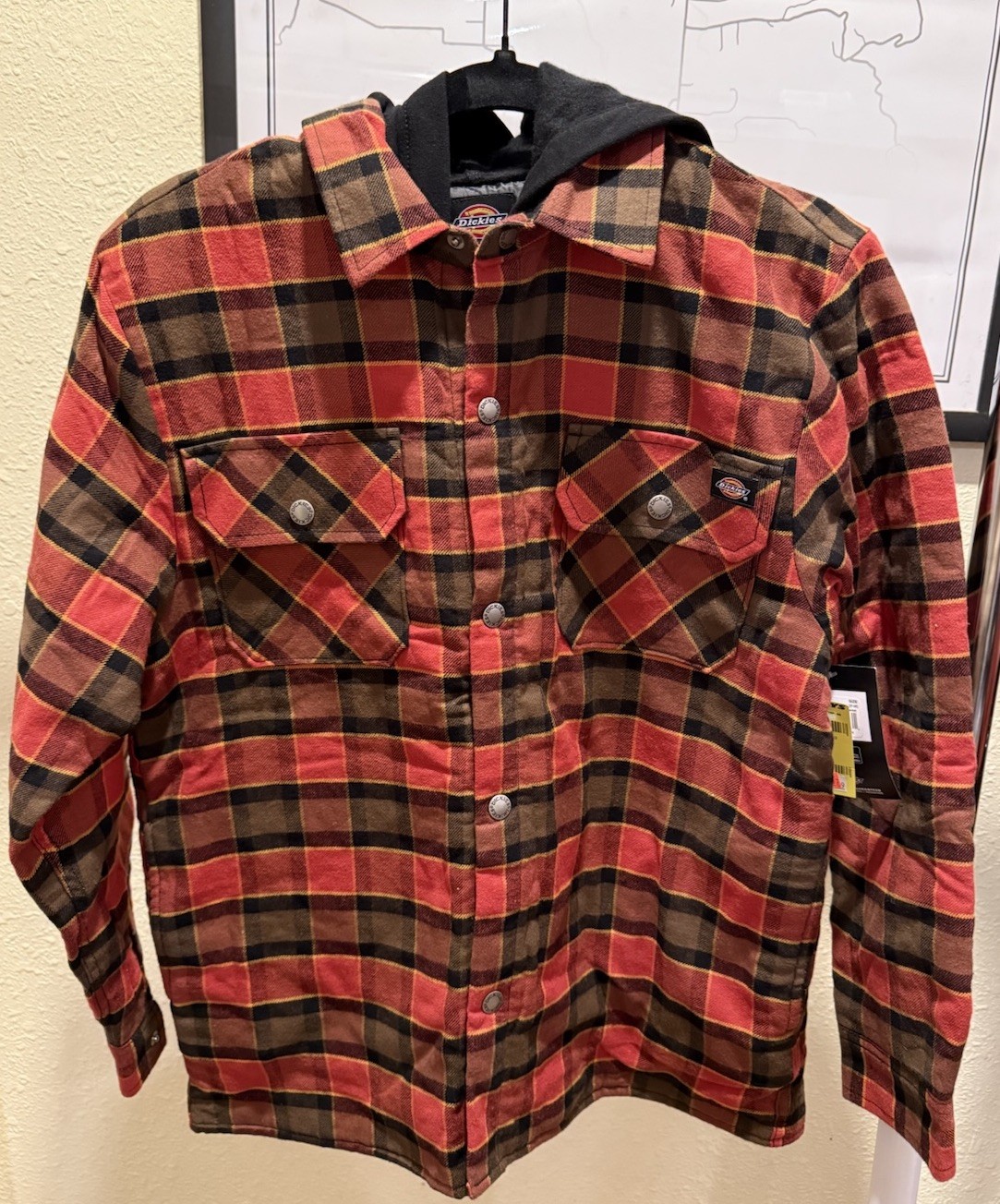 Dickies Quilt Lined Woven Twill Jacket, Red/Black, Boys Larg