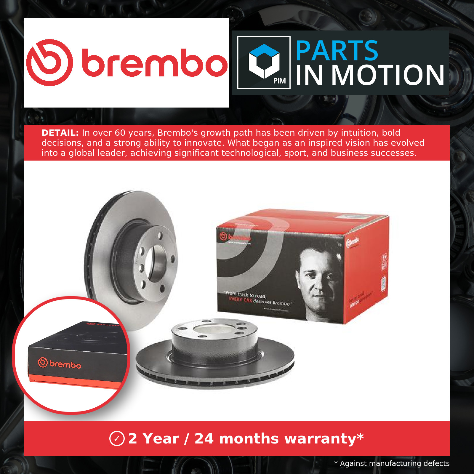 2x Brake Discs Pair Vented fits BMW 320 2.0 Front 2012 on 300mm Set Brembo New - Image 4