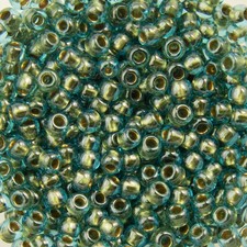 11/0 TOHO ROUND Inside Color Aqua / Gold Lined Seed Bead 8g