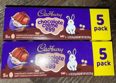Cadbury ~ Chocolate Creme Eggs Milk 2-Boxes 6 oz Each 10-Eggs Easter ~ 08/2026