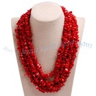 4Row Natural Gemstone Chip Cluster Statement Beads Multi-Strand Necklace 17-20''