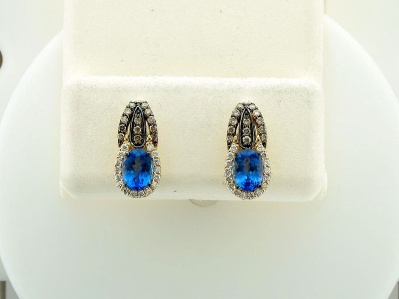 Le Vian 14K Yellow Gold Stud Earrings 1.78 TCW Blue Tanzanite and Diamond