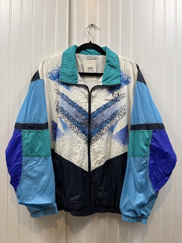 Sergio Tacchini, Vintage Sergio Tacchini Windbreaker Track Jacket 90s Colorblock Geometric Sz 52