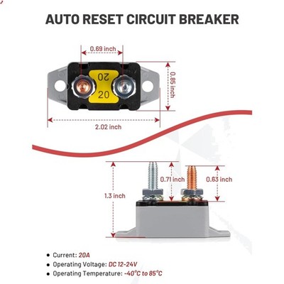 Reliable 20A Automatic Reset Circuit Breaker for 12V-24V Automotive Applications
