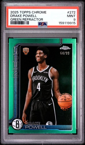 2025 TOPPS CHROME GREEN REFRACTOR #272 DRAKE POWELL ROOKIE RC 60/99 PSA 9