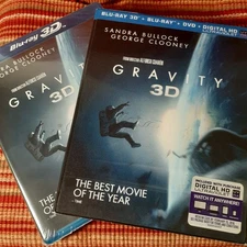 Gravity New (Blu-ray 3D/Blu-ray/DVD, 2014) w/lenticular slipcover George Clooney