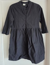 JDY Women Midi Dress Size 36 Black Solid Long Sleeve Cotton Casual