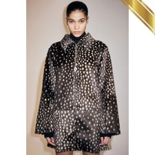 H M Fuzzy Short Skirt A-line Dark Brown / Spotted - H M Original Winter