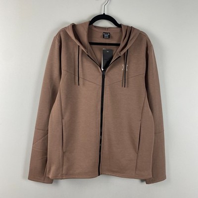 Hurley Exist Icon Extreme Zip Up Hoodie Mens M in Brown Scuba Pockets Beach