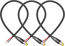 3PCS Short 18AWG DC Power Pigtail Cable,0.3M/1Ft 7A DC Power 5.5Mm X 2.5Mm Barre