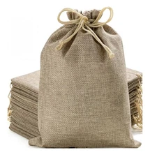 Draw String Burlap Gift Bags with Twine & Gift Tags (30pcs) 9"x7"