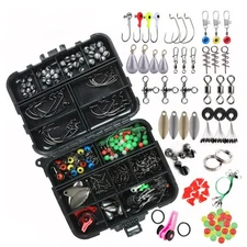 188Pcs Fishing Tackle Kit Accessories Lures/Sinker/Weights/Beads/Hooks/Swivels J
