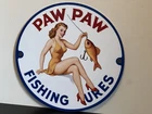 Paw Paw Fishing Lures Pinup Vintage  Style Metal Sign Hi Gloss