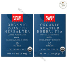 Pack of 2 Trader Joes Organic Roasted Herbal Tea Coffee Alternative 10 Tea Bags