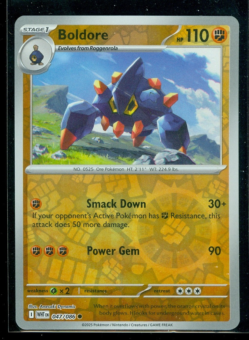 Pokemon BOLDORE 047/086 - White Flare - Rev Holo - MINT
