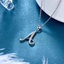 Moissanite Initial Necklace in 925 Sterling Silver | A-Z Letter Pendant