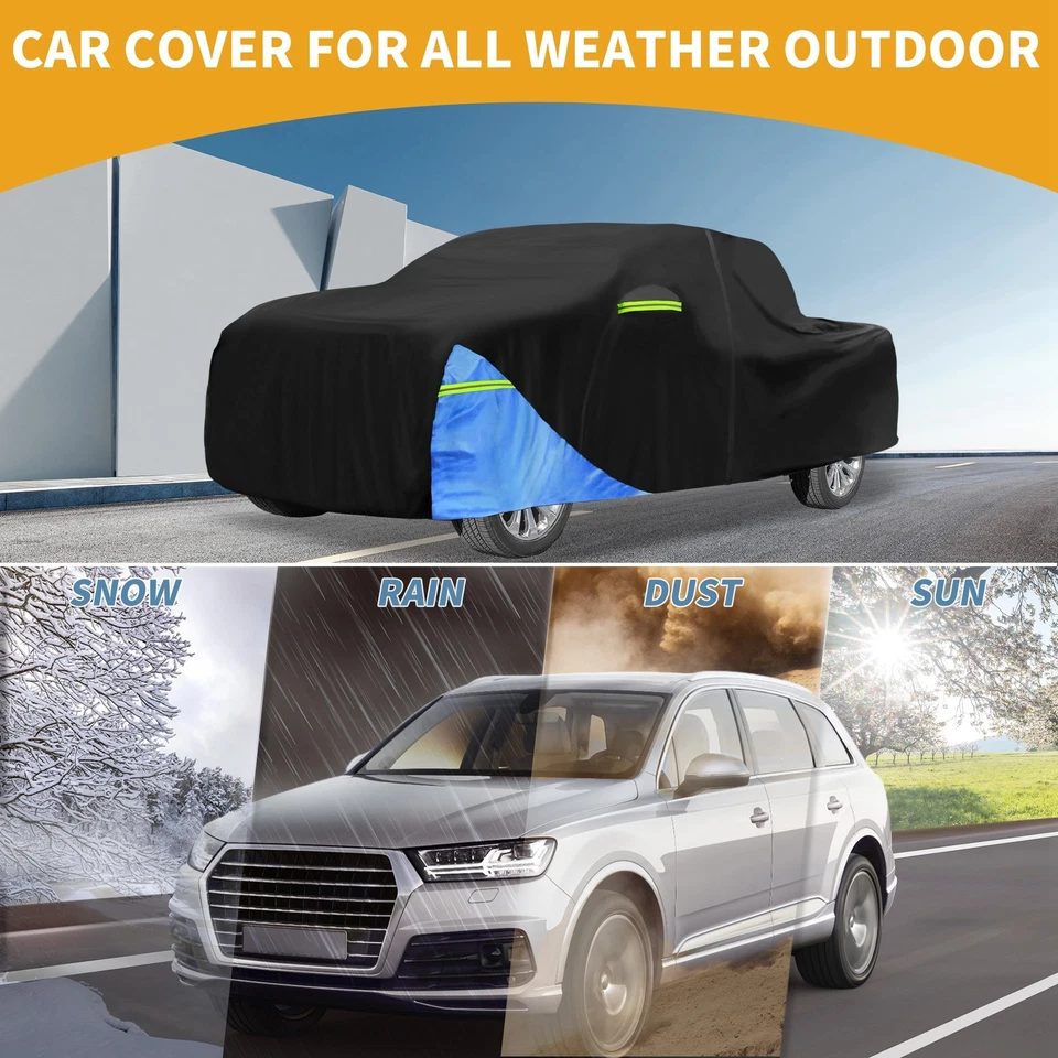 Car Cover All Weather with Left Zippers for Dodge for Ram 210D Black Blue - Изображение 2 из 4