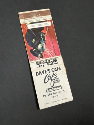 Vintage Iowa Matchbook  Dave s Cafe  Pacific Junction