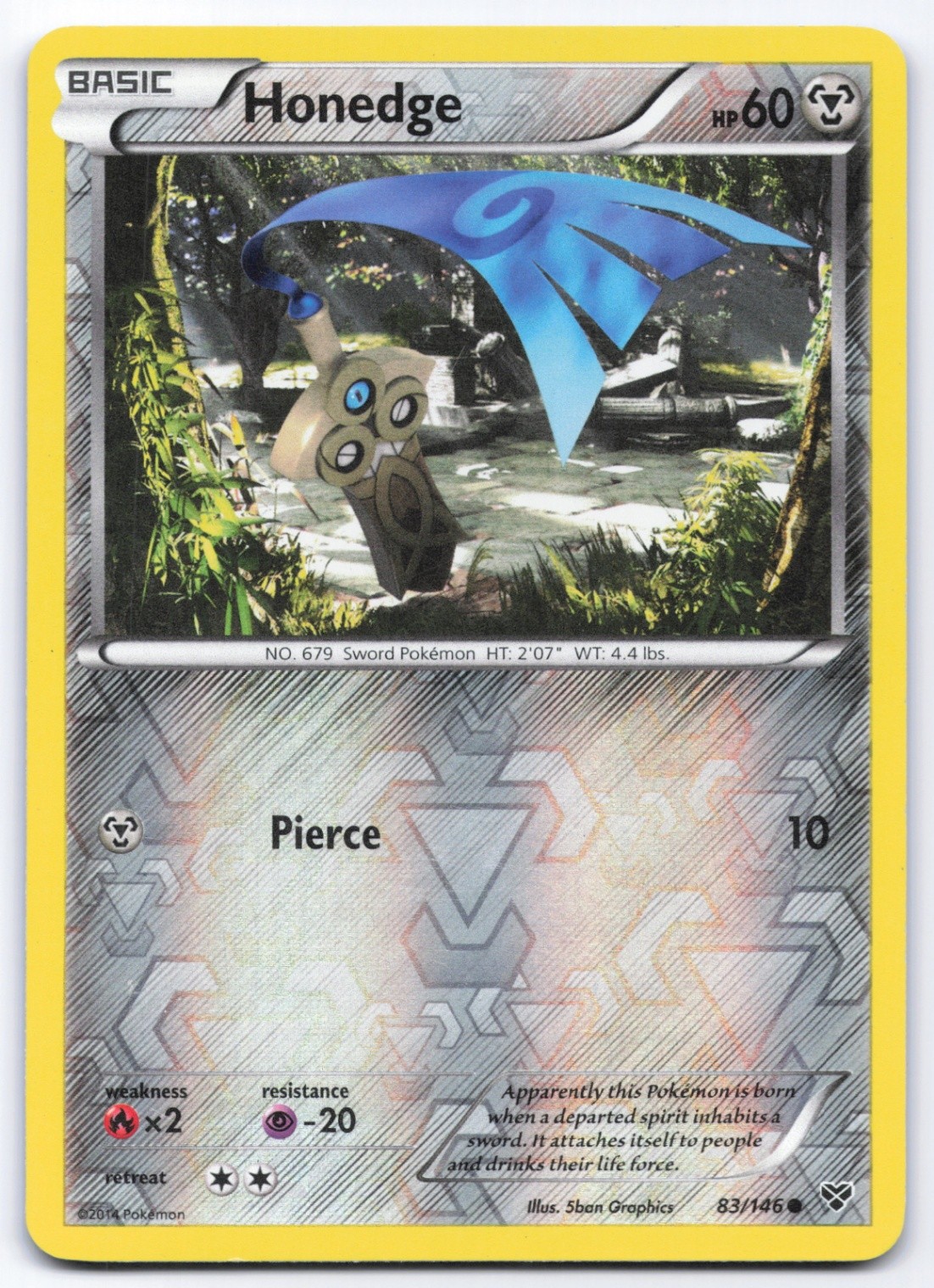 Honedge 83/146 XY Base Set Holo Common Pokemon Card LP
