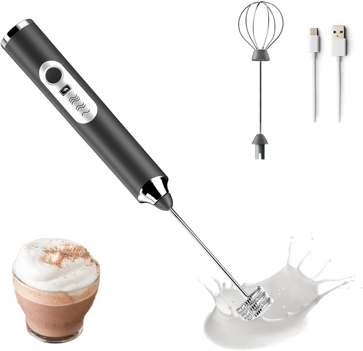 Milk Frother Coffee USB Rechargeable Handheld Milk Frother 1 Milk Frother 1 Whis