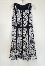 TALBOTS FLORAL PRINT WINDOW PANE RIBBON DETAIL SLEEVELESS DRESS FULLY LINED -2