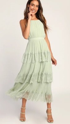 emerald green dress sequin Zapaka Women Sage Green Ruffled Bridesmaid Dress with Slit Sheath Lace-Up  Back Long Wedding Guest Dress – ZAPAKA