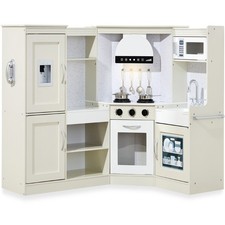 Best Choice Products Pretend Play Corner Kitchen Wooden Toy Set Kids Lights