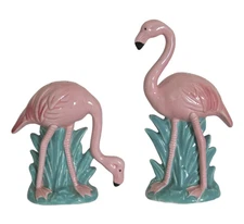 Vintage Vandor Ceramic Flamingo Salt And Pepper Shakers Hand Painted 1985 Japan