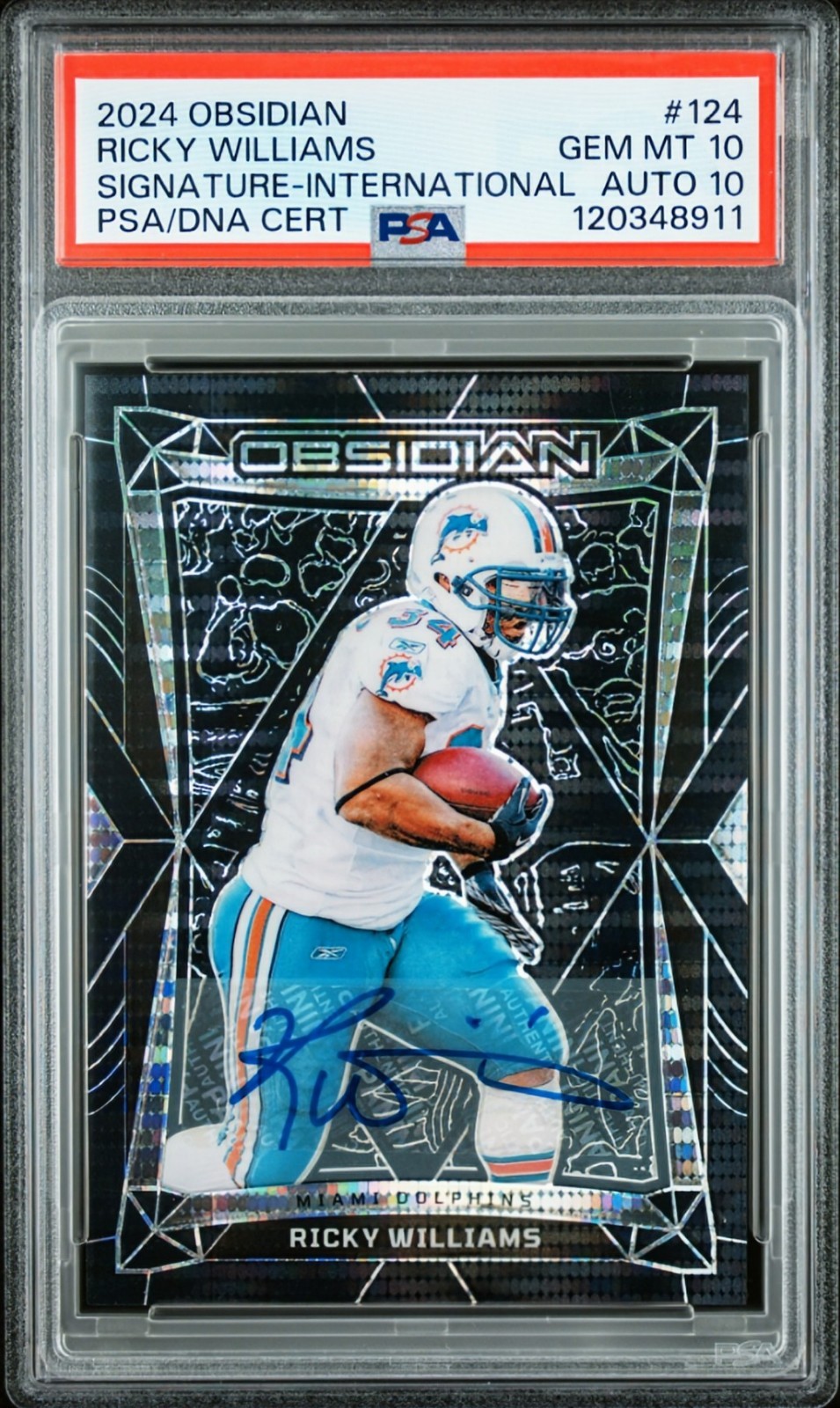 PSA 10/10 RICKY WILLIAMS 2024 OBSIDIAN INTERNATIONAL AUTO AUTOGRAPH DOLPHINS SSP