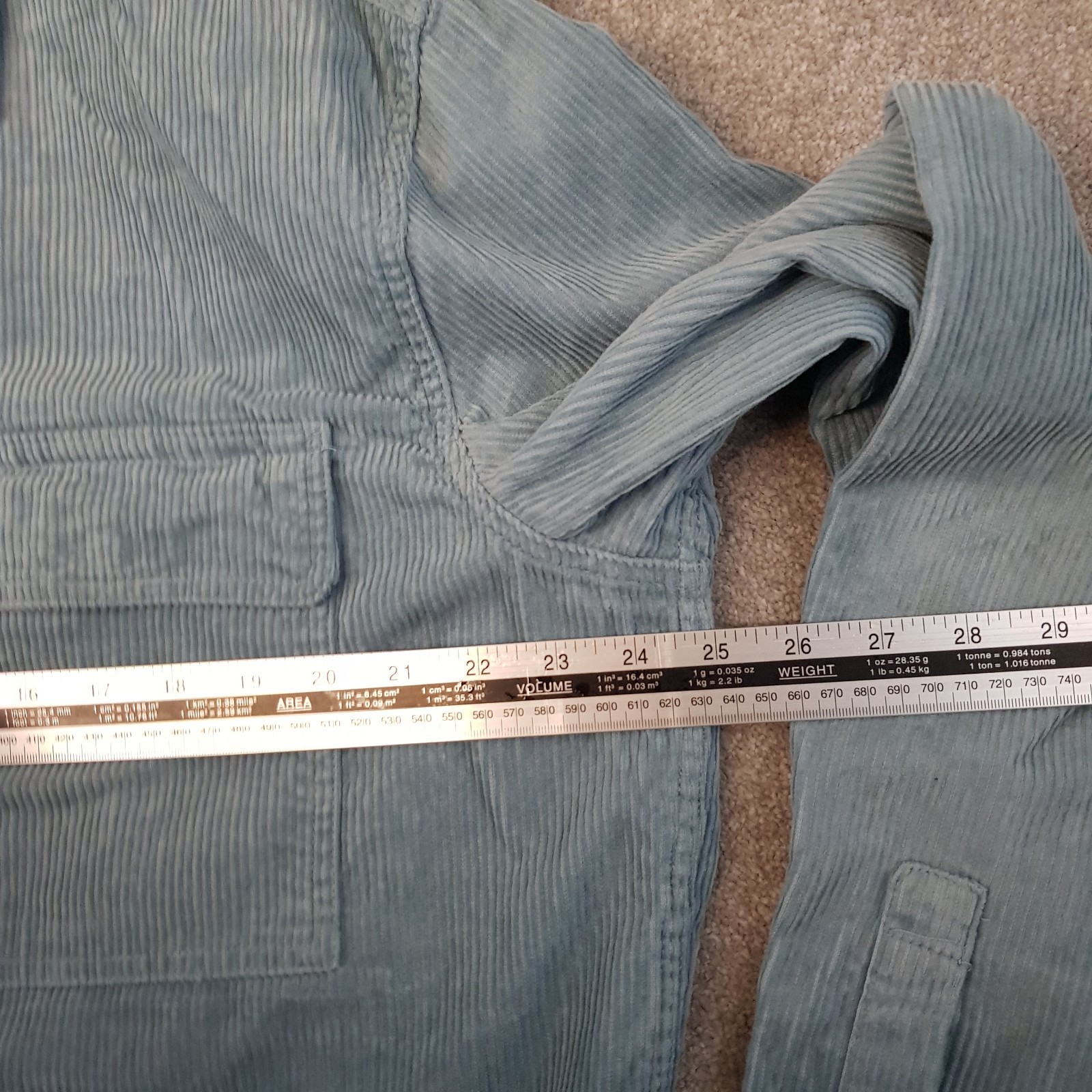 H&M Mens Jacket Large Blue Cord Corduroy Overshirt Zip Shirt Chore Minimalist thumbnail 5