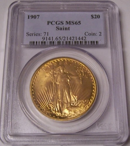 1907 $20 Philadelphia GEM St Gaudens Double Eagle PCGS MS65!!!