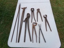 Vintage Lot of 8 Blacksmith Tongs Nippers Far...