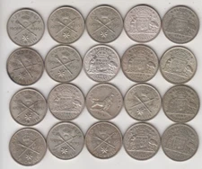 Coins Australia silver 2/- florins post 1946 x 20 Royal Visit, Jubilee, etc
