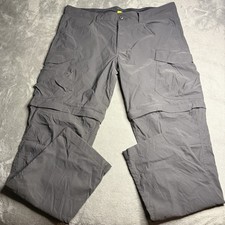 Eddie Bauer Travex Pants Men 38x32 Gray Cargo Convertible Zip Off Hiking Outdoor