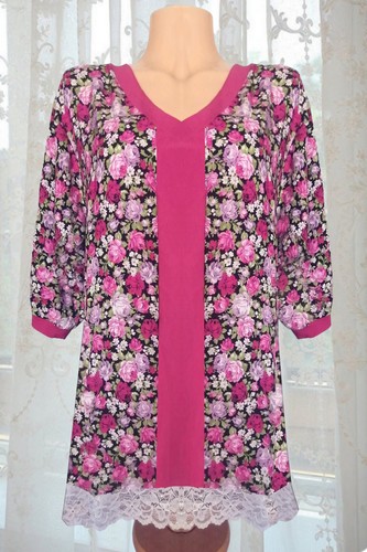 Blusentunika Long Shirt 44 46 Tunika Bluse Longshirt Unikat Einzelstück