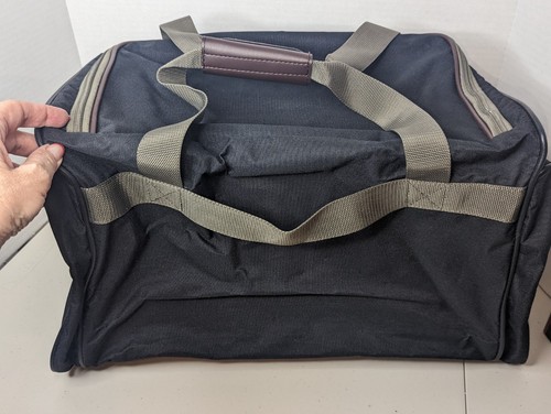 Samsonite #340 Legacy Sport II Black Canvas & Leather Duffle 17x12x9 Adj. Strap - Picture 5 of 11