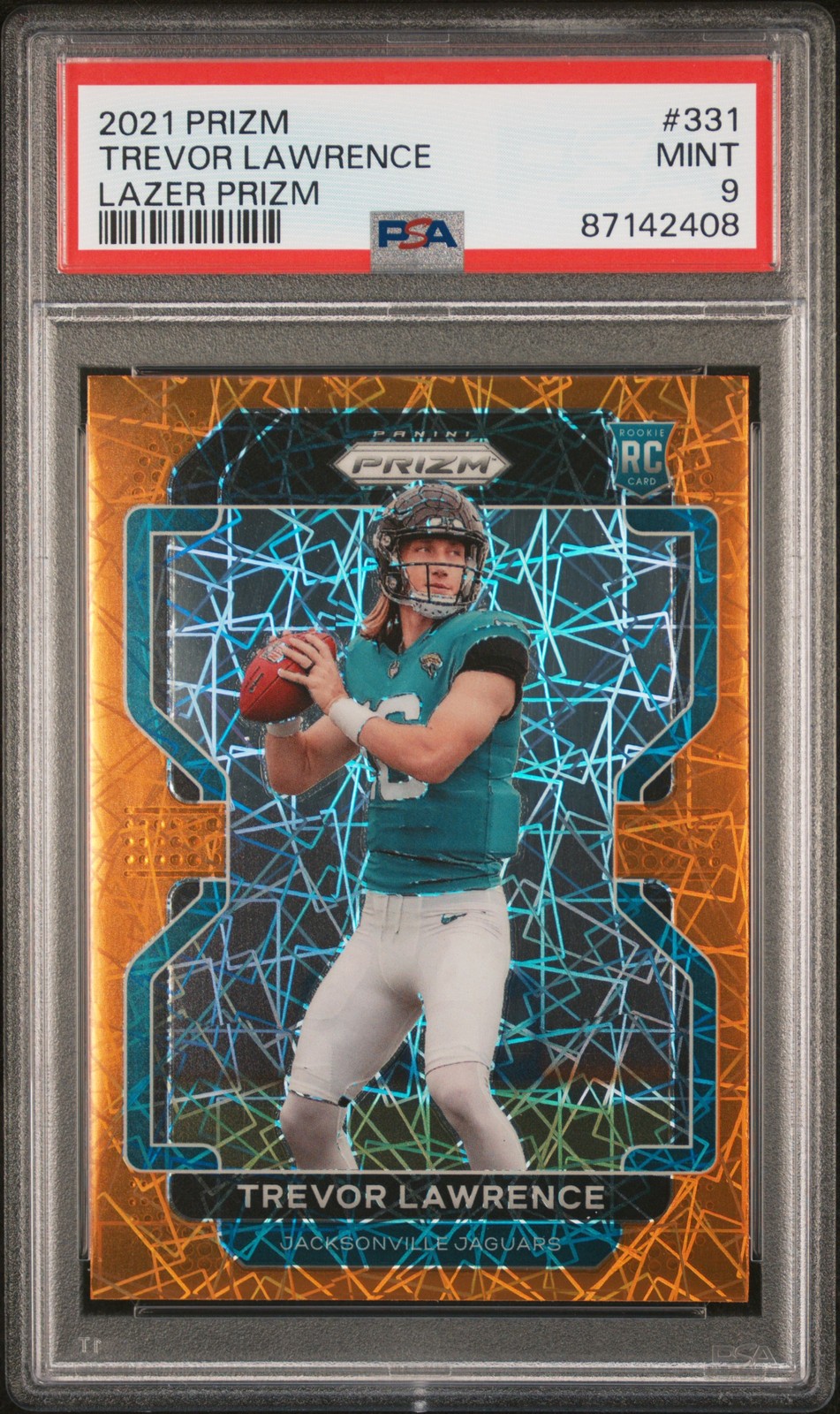 2021 Panini Prizm #331 Trevor Lawrence Lazer ROOKIE Prizm PSA 9